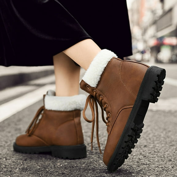 Wowcloth Fleece-Lined Ankle Boots for Women – Warm Comfort Fit Slip-On, Casual Winter Footwear for Cold Days