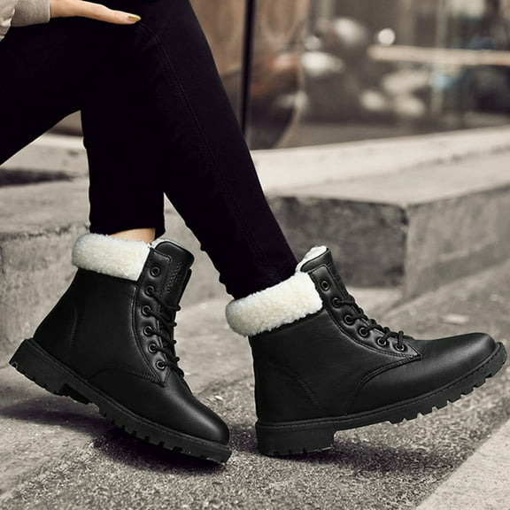 Wowcloth Fleece-Lined Ankle Boots for Women – Warm Comfort Fit Slip-On, Casual Winter Footwear for Cold Days