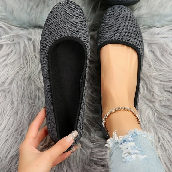 Wowcloth Flyknit Casual Shoes for Women – Breathable Low Heel Flat Style for Everyday Comfort & Casual Outfit Necessory,Plus Size