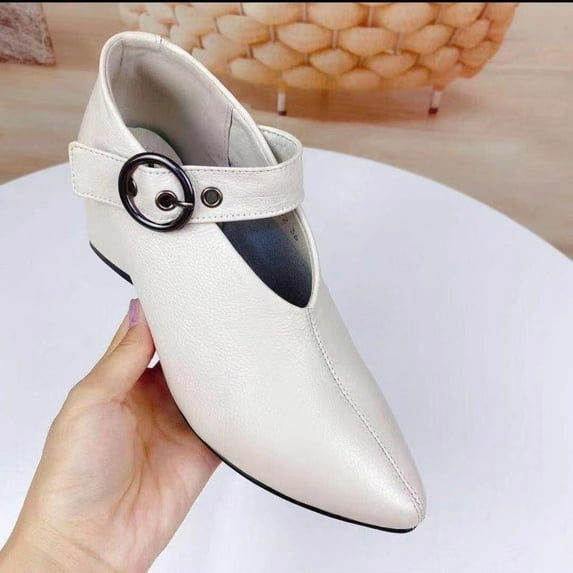 Wowcloth French Heel Pointed Toe Flats for Women – Slip-On Fashion Shoes with Vintage Style & Casual Everyday Wear Footwear