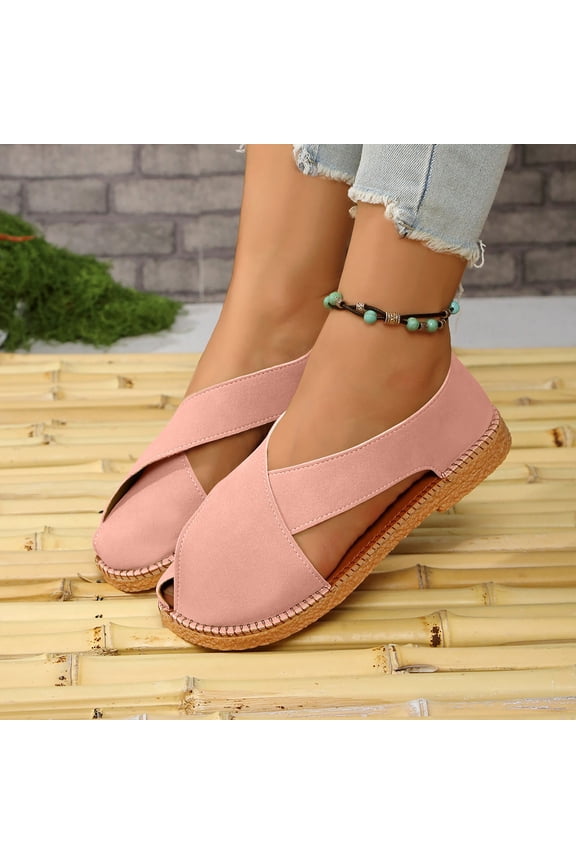 French Vintage Sandals for Women – Soft Back Strap Flat Style with Open-Toe for Summer Beach & Casual Outings,Plus Size