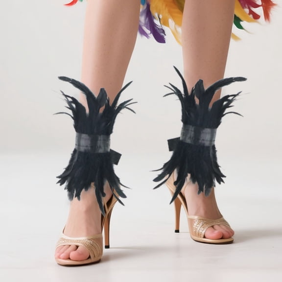 Wowcloth Gothic Feather Leg Warmers for Women Carnival, Unique Stylish Dance Party Accessories, Masquerade Ball Costume Decorations