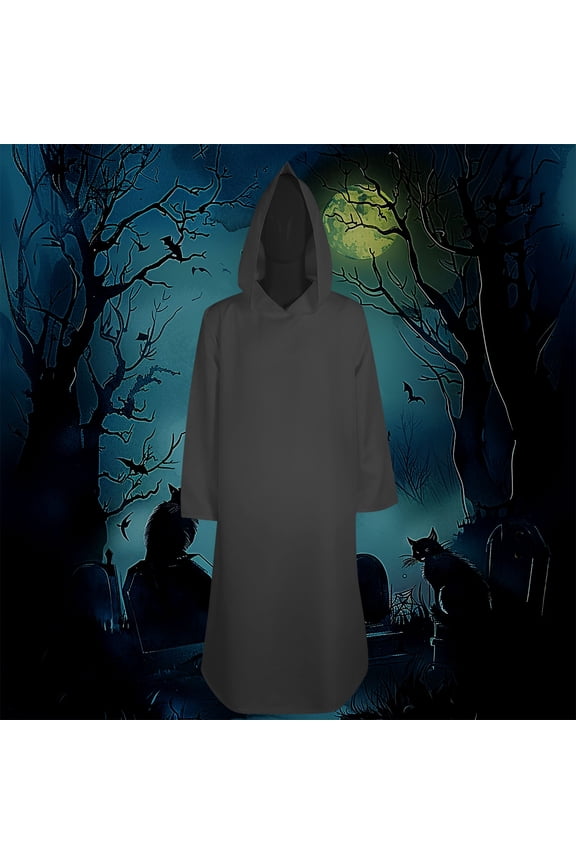 Halloween Medieval - Style Hooded Cloak - Women's Long - Sleeve Solid Gown for Parties & Cosplay