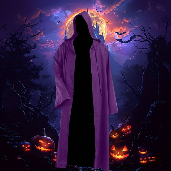 Wowcloth Halloween Medieval - Style Hooded Cloak - Women's Long - Sleeve Solid Gown for Parties & Cosplay