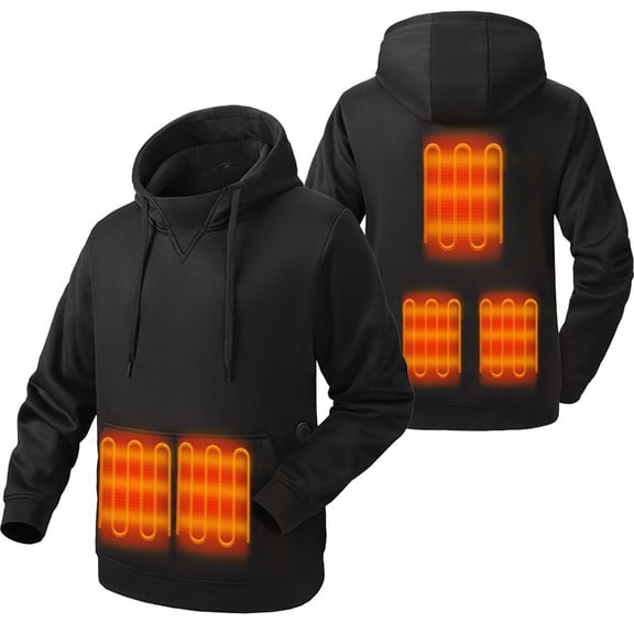 Wowcloth Heated Sweatshirt for Men and Women, Rechargeable Heating Fleece Pullover, Thickened Insulated Hooded for Warmth, Suitable for Outdoor Activities and Daily Wear in Winter