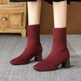 thumbnail image 1 of Wowcloth Knitted Stretch Booties for Women – Elastic Ankle-Length Design with Chunky High Heel & Pointed Toe for Casual Fashion Outfits, 1 of 7
