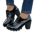 thumbnail image 1 of Wowcloth Lace-Up Chunky Heel Pumps for Women – Solid Color Design with Adjustable Ankle Straps, Commuter Ankle Boots for Office Footwear, 1 of 6