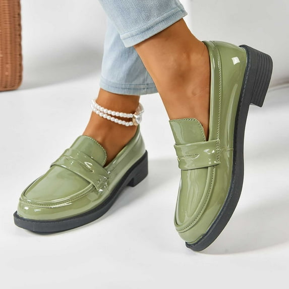 Wowcloth Loafer Pumps for Women – Chunky Heel Mid Block Shoes with Versatile Solid Color Design & Retro British-Inspired Style Footwear