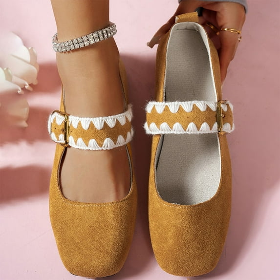 Wowcloth Mary Jane Flat Shoes for Women – Comfortable Soft Sole Slip-On with Breathable Design & Versatile Solid Color for Casual Fashion and Everyday Comfort