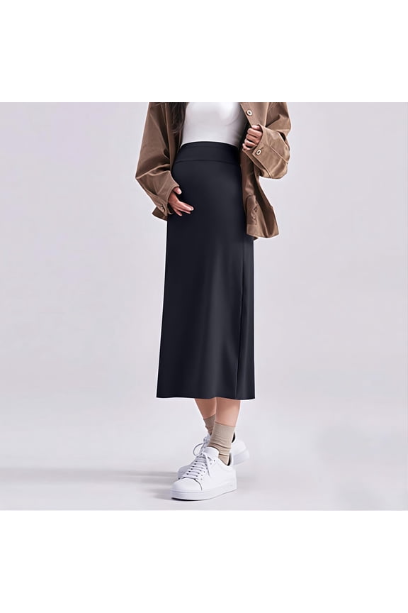 Maternity Skirt for Women, Solid Color Warm Loose Fit with Bump Support, All-Season Outerwear Skirt for Pregnancy and Everyday Use