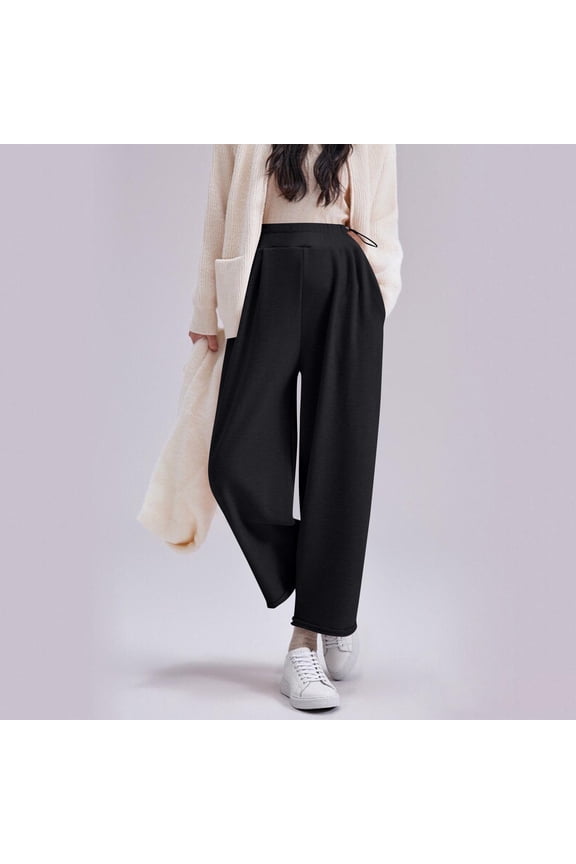 Maternity Wide Leg Pants for Women, Drawstring Adjustable Waistband Loose Fit High Waist, Belly Support for Pregnancy and Daily Use