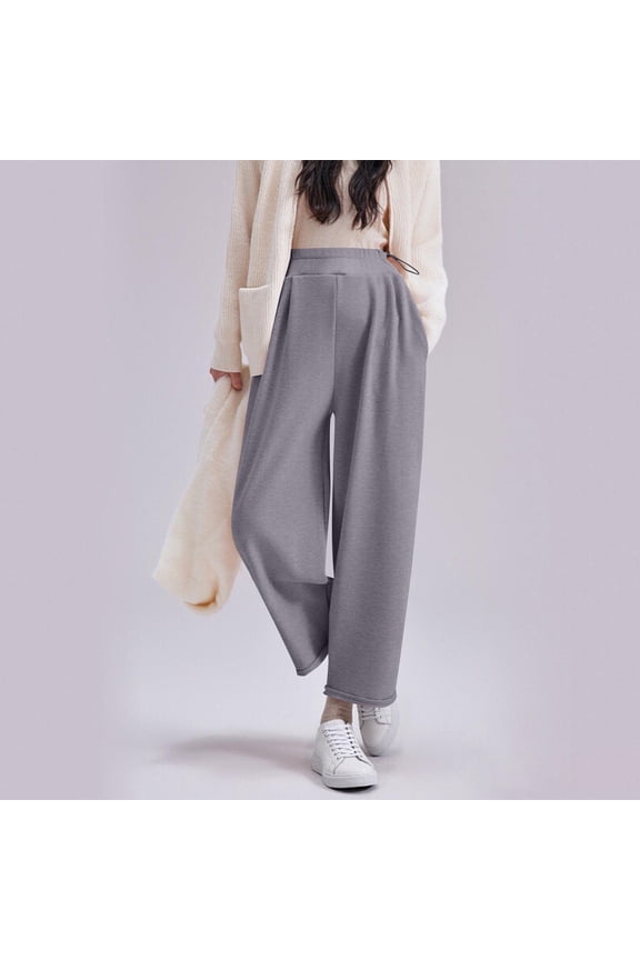 Maternity Wide Leg Pants for Women, Drawstring Adjustable Waistband Loose Fit High Waist, Belly Support for Pregnancy and Daily Use