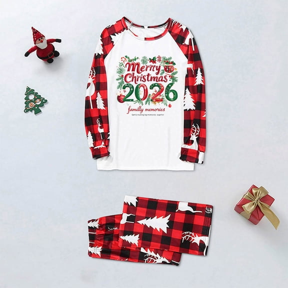 Wowcloth Men's Christmas Family Matching Pajamas Set, Print Design with Long Sleeve and Pants, 2-Piece Homewear Sleepwear for Holiday Family Time