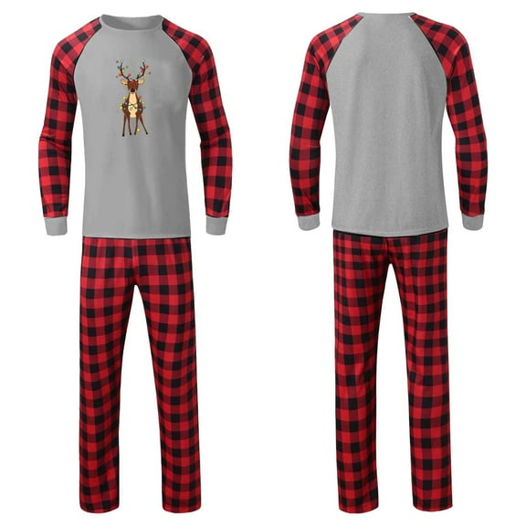 Wowcloth Men's Christmas Plaid Pajama Set, Long-Sleeve T-Shirt with Side Pocket Pants, Cozy Homewear for Holiday Season and Family Time