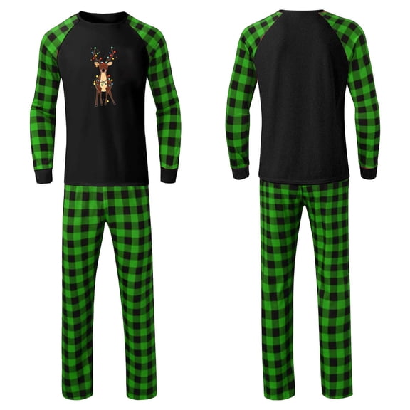 Wowcloth Men's Christmas Plaid Pajama Set, Long-Sleeve T-Shirt with Side Pocket Pants, Cozy Homewear for Holiday Season and Family Time