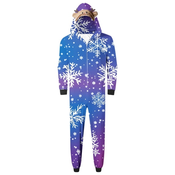 Wowcloth Men's Christmas Print Pajama Jumpsuit, Fleece-Lined Family Matching Sleepwear with Festive Patterns, Cozy and Warm Indoor Loungewear for Holiday Season