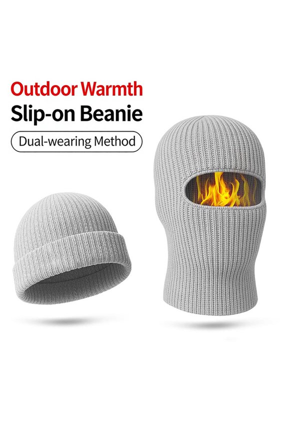 Men's Outdoor Knitted Balaclava with Integrated Neck Gaiter and Face Mask, Thermal Windproof Cold-Resistant for Skiing, Snowboarding and Winter Sports