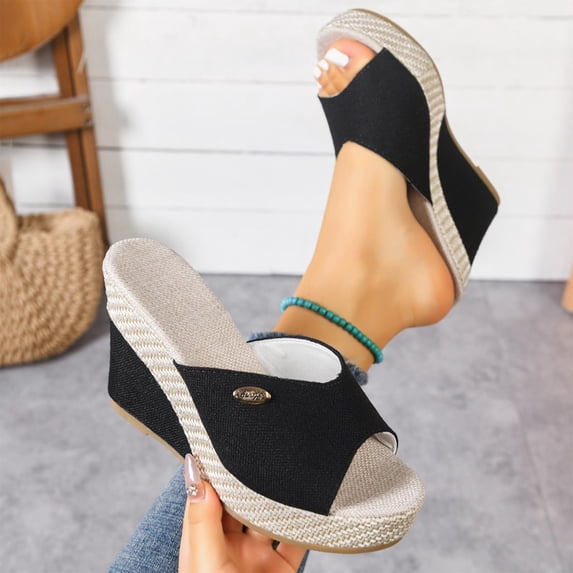 Wowcloth Peep Toe Wedge Sandals for Women – Comfortable Slip-On Platform Design for Summer Fashion and Outdoor Use