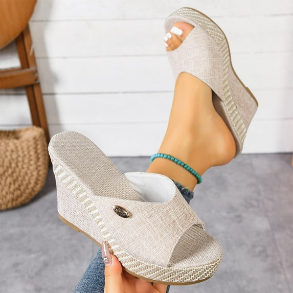 Wowcloth Peep Toe Wedge Sandals for Women – Comfortable Slip-On Platform Design for Summer Fashion and Outdoor Use