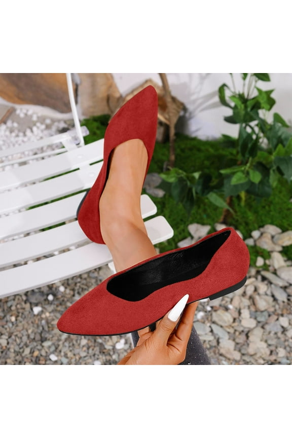 Pointed-Toe Ballet Flats for Women – Stylish Slip-On Work Shoes with Comfortable Sole & Versatile Design for Office Wear,Plus Size