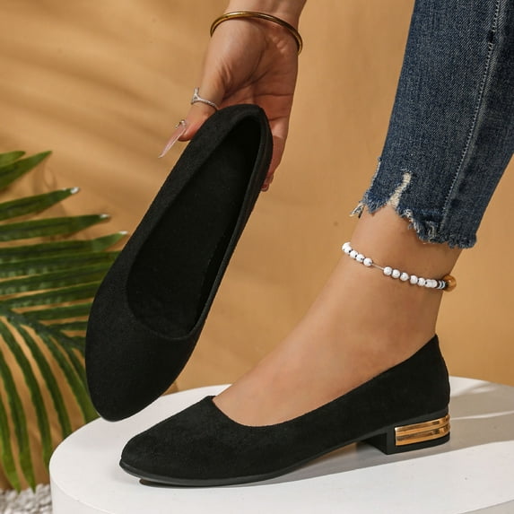 Wowcloth Pointed-Toe Block Heel Shoes for Women – Comfortable Slip-On Low Heel with Casual Spring Summer Fashion Footwear,Plus Size