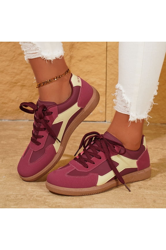 Retro German Trainer Sneakers for Women - Soft Sole Slip-On with Round Toe & Low-Cut Design for All-Day Comfort, Fashion-Forward Casual Shoes for Spring/Fall Walking