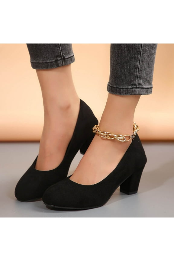 Retro Mary Jane Shoes for Women – Fashion Casual Chunky Heel with Round Toe Design for Versatile Everyday Footwear