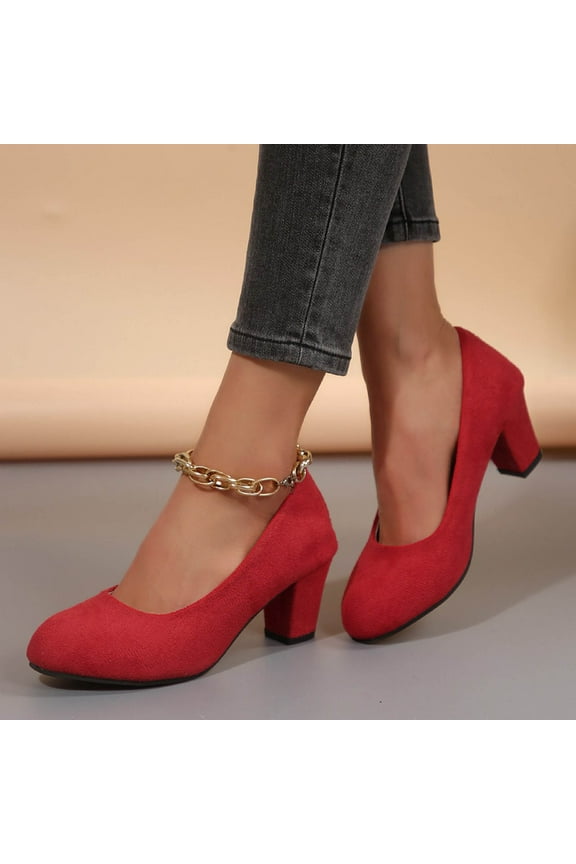 Retro Mary Jane Shoes for Women – Fashion Casual Chunky Heel with Round Toe Design for Versatile Everyday Footwear