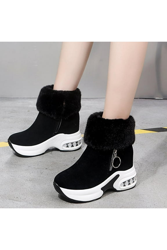 Short Shaft Plush Lined Boots for Women – Warm Lifting Design Cozy Snow Boots for Winter Comfort