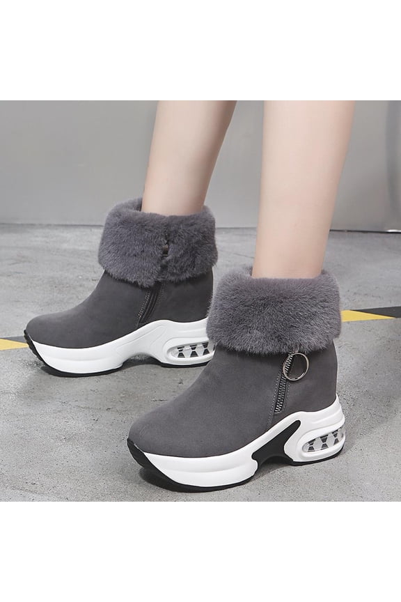 Short Shaft Plush Lined Boots for Women – Warm Lifting Design Cozy Snow Boots for Winter Comfort