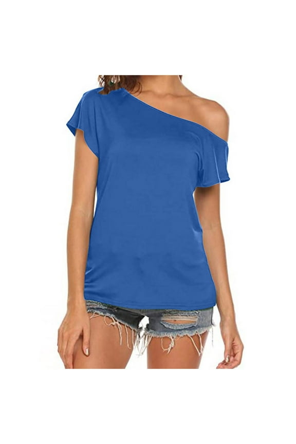 Shorts for Women Women's Casual off Shoulder tops Short Sleeve T Loose Summer Blouse Shirt