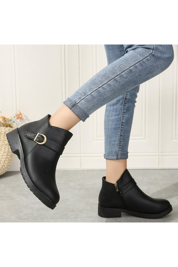 Side Zipper Ankle Boots for Women – Easy Slip-On Design with Comfortable Fit for Casual Chic Style Footwear