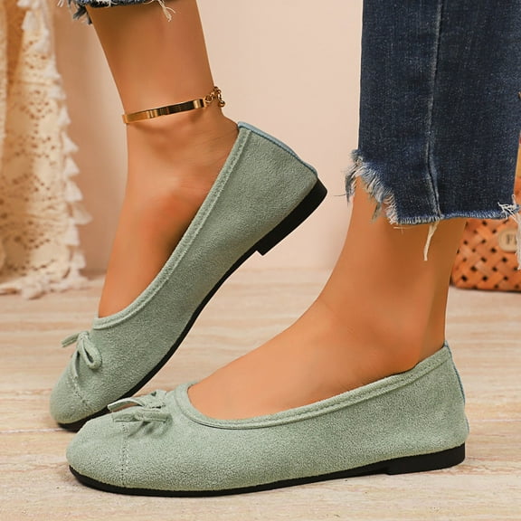 Wowcloth Solid Color Low Heel Pumps for Women – Comfortable Casual Slip-On Flats with Everyday Walking Comfort,Plus Size