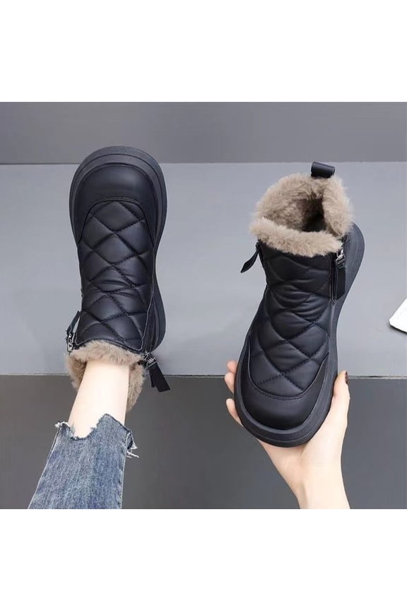 Solid Snow Boots for Women – Plush Lined & Extra Warm Slip-Proof Winter Booties with Thick Sole for Cold Weather Comfort