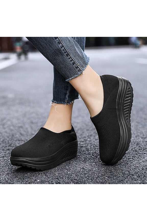 Sports Shoes for Women – Comfort Work Non-Slip Chunky Slip-On Sneakers with Arch Support for Healthcare Professionals & Everyday Comfort