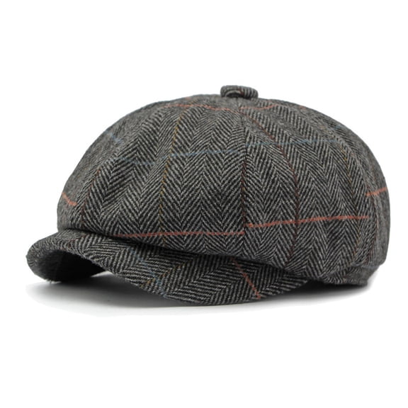 Wowcloth Unisex British Retro Beret Hat, Classic Checkered Newsboy Cap Vintage Wool Driver Painter Hat