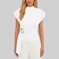thumbnail image 1 of Wowcloth V-Neck Halter Top for Woman, Solid Color Short Sleeve with Tie Strap and Ruffle Design for Daily Wear and Summer Activities, 1 of 6