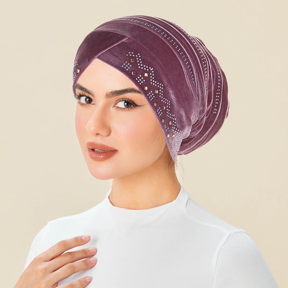 Wowcloth Velvet Rhinestone Hijab for Women, Elegant with Sparkling Stones, Foldable and Stackable for Easy Storage for Daily Wear