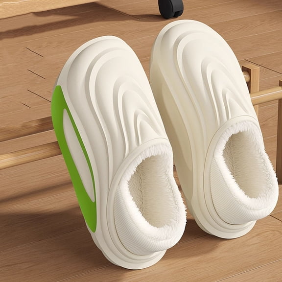 Wowcloth Waterproof Plush Slippers for Women – Thick Sole Non-Slip Thermal Fleece-Lined with Closed Toe for Indoor Outdoor Home Wear in Fall Winter Season