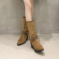 thumbnail image 1 of Wowcloth Western Suede Ankle Boots for Women – Vintage Pointed Toe with Chunky Low Heel, Comfortable Retro Fall/Winter Footwear, 1 of 9
