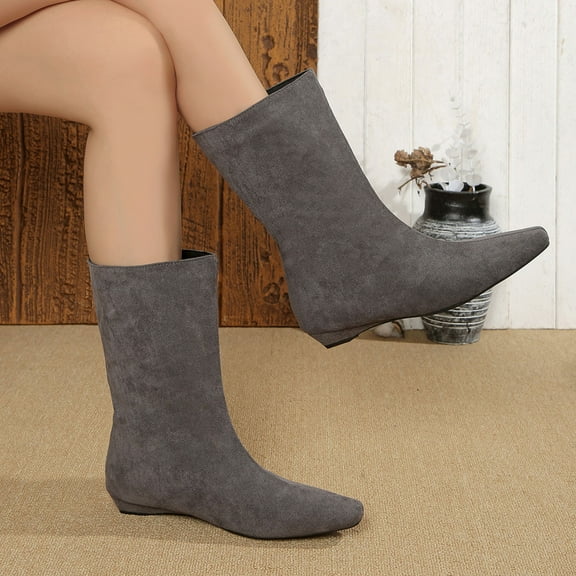 Wowcloth Winter Casual Chelsea Ankle Boots for Women – Short Shaft Straight-Cut Toe Flat Low Heel for Fashionable Daily Wear British Style Footwear