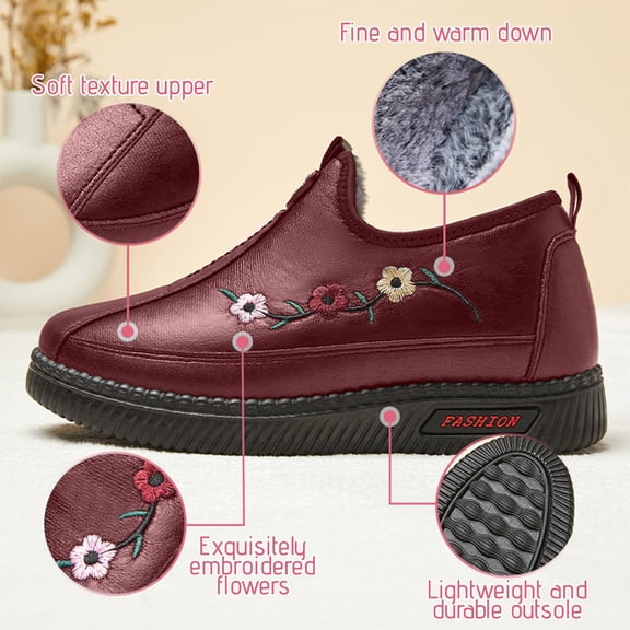 Wowcloth Winter Cotton Shoes for Women – Easy Slip-On Design with Comfortable 3cm Heel for Casual Winter Footwear