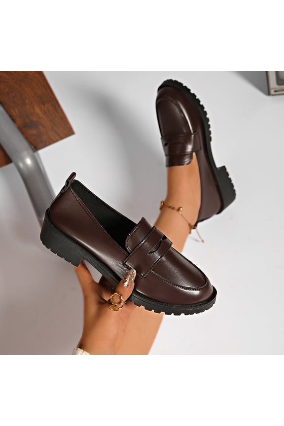 Woman's Casual Loafers, Thick Sole with Retro British Style, Autumn-Winter Flat Shoes in Multi-Colors for Trendy Daily Outfits