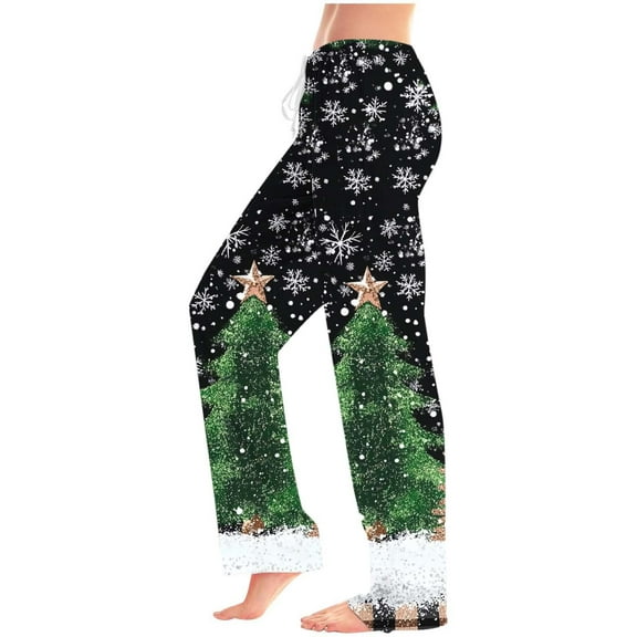 Wowcloth Woman's Casual Pants, Christmas Print Design, Comfortable Fabric for Holiday Outfits and Everyday Wear