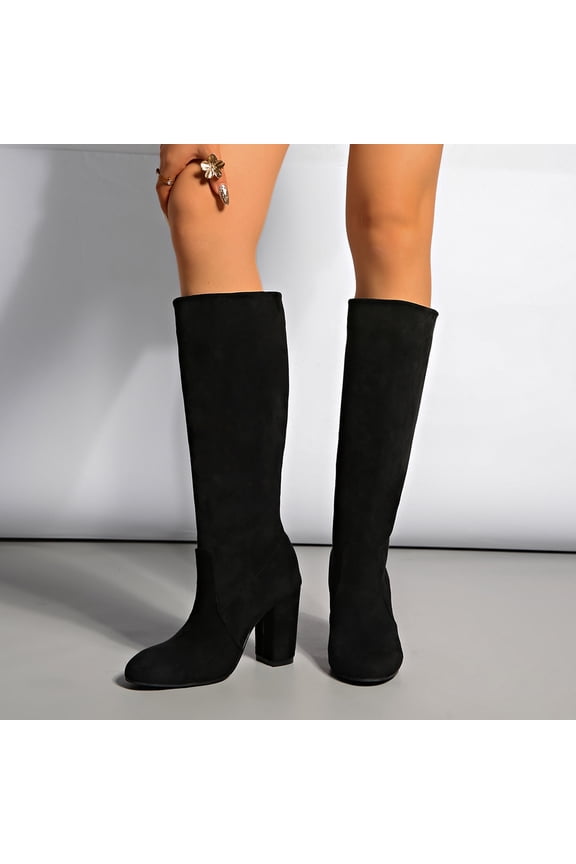 Woman's Casual Versatile Chunky Heel Classic Long Boots, Trendy Platform Sole for Autumn/Winter, Stylish and Comfortable for Daily Outfits