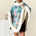 thumbnail image 1 of Wowcloth Woman's Christmas Print Flannel Loungewear, Plush Thermal Warm with Super Thick Faux Fur Collar Cape for Winter Home and Holiday Season, 1 of 6