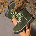 thumbnail image 1 of Wowcloth Woman's Fashion Casual Mid-Calf Boots, Round Toe with Chunky Heel, Retro Versatile Lace-Up Design for Daily Wear and Street Style, 1 of 9