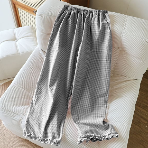 Wowcloth Woman's Fashion Plaid Lounge Pants, Elastic Waist with Pockets, Soft Cozy Homewear for Indoor Comfort and Daily Relaxation