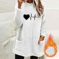 thumbnail image 1 of Wowcloth Woman's Fleece Lined Thermal Top, Round Neck with Heart Print Pockets and Long Sleeves, Cozy Winter Wear for Cold Weather and Layering, 1 of 4