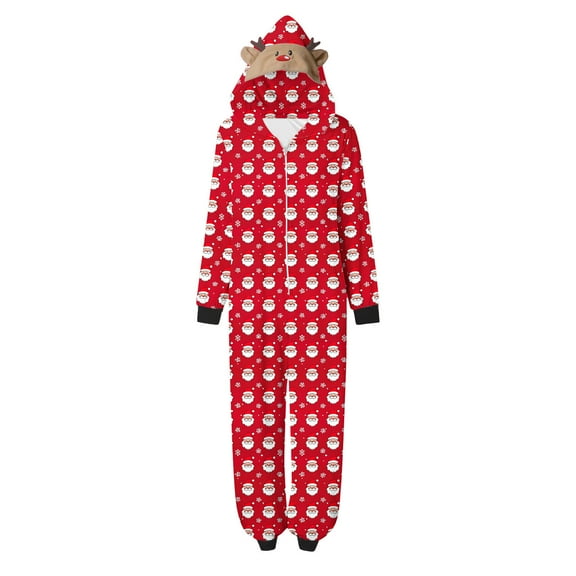 Wowcloth Woman's Homewear Pajama Jumpsuit, Festive Christmas Print Design, Cozy and Warm for Family Matching and Holiday Wear